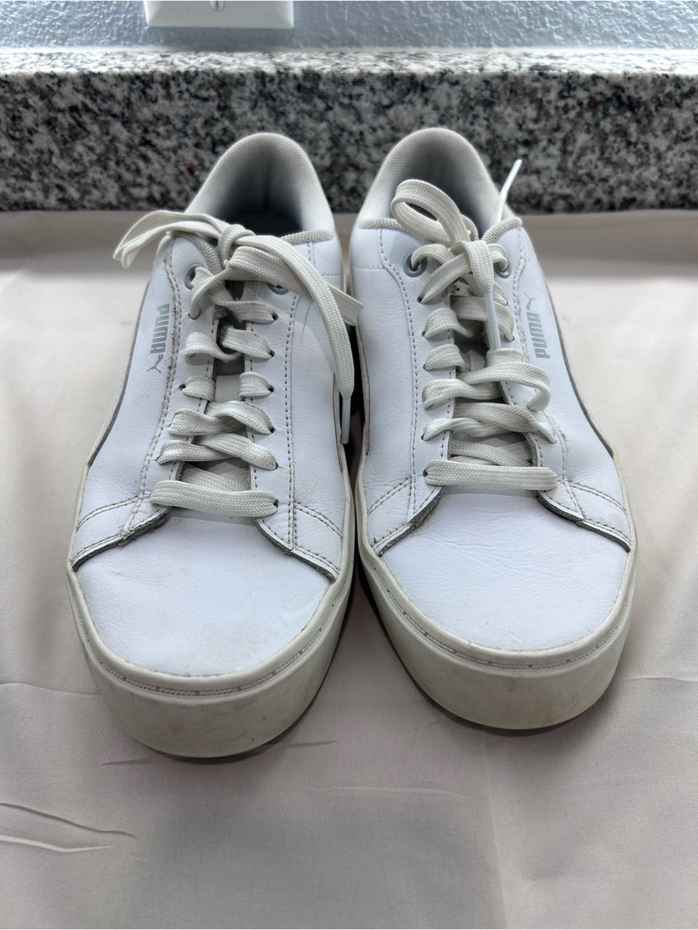 Puma Men's White Low-Top Leather Sneakers
